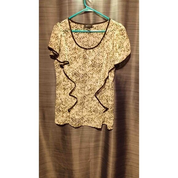 AB Studio sheer cheetah print blouse - Picture 1 of 7